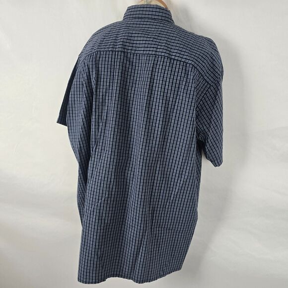 Wrangler Button Down Shirt Men's 2XL Blue Plaid Cool River Cotton Short Sleeve - Picture 13 of 14
